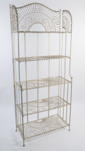 A French wirework folding baker's stand, 20th century, 195cm high, 80cm wide, 42cm deep