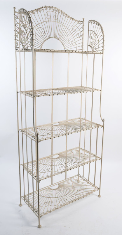 A French wirework folding baker's stand, 20th century, 195cm high, 80cm wide, 42cm deep