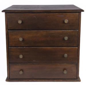 A miniature four drawer chest, stained pine, early 20th century, 36cm high