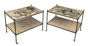 A pair of Trompe L'oiel side tables, circle of FORNASETTI, circa 1950s, 52cm high, 72cm wide, 52cm deep