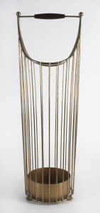 An Italian umbrella stand, gilt metal finish, circa 1950, 64cm high