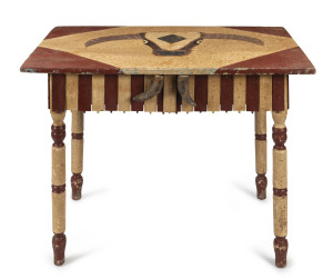 An American folk art table with Texas long horn top and painted finish, circa 1930s 76cm high, 107cm wide, 73cm deep