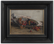 Josef KOPF (Austrian, 1873 - 1953) Kirschen und Pfirsiche (Cherries and Peaches) oil on board signed and dated 1900 upper right