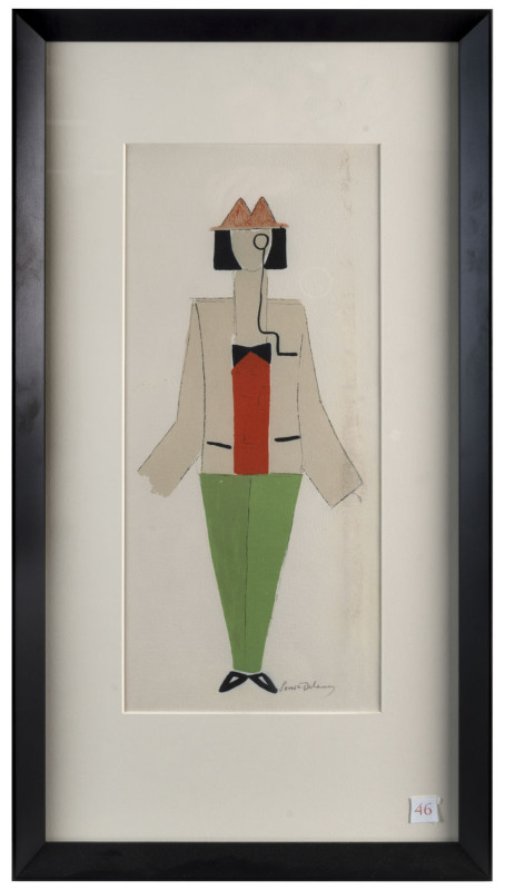 Sonia DELAUNAY [1884 - 1979] Tristan Tzara with his monocle lithograph, signed in pencil lower right, 37 x 16cm, from a 1977 limited edition of 25.