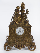 A 19th century French gilt bronze figural mantel clock, (movement not original), 49cm high