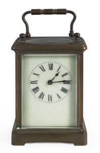 A French carriage clock, brass and glass cased, 19th century, 14cm high
