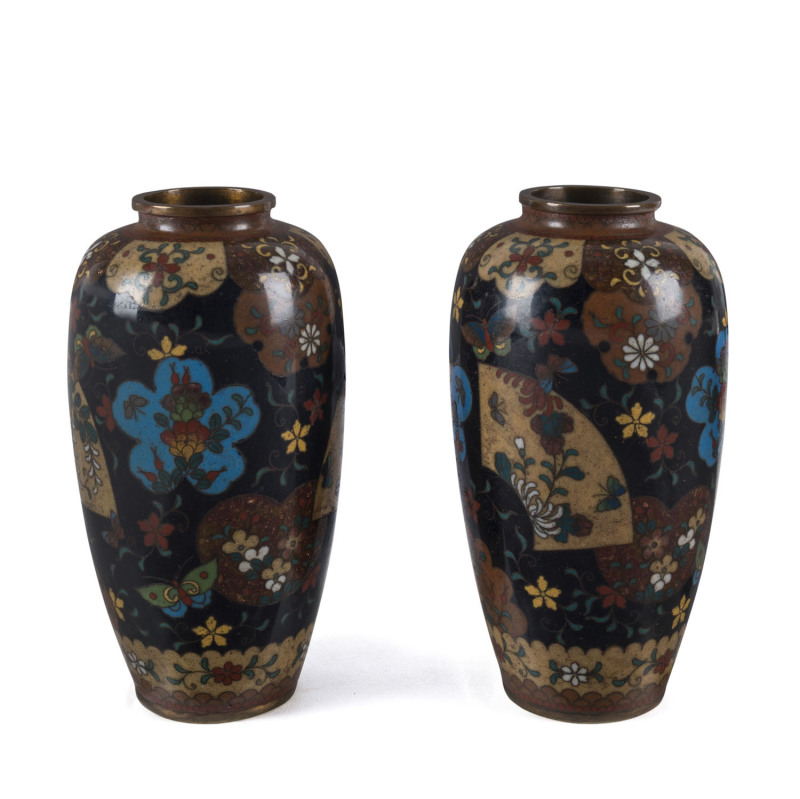 A pair of Chinese cloisonne vases, 19th century, 15cm high