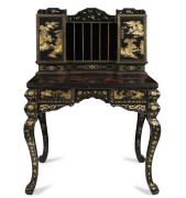 A Japanese lacquered desk fitted with cabinets and compartments, together with matching chair, 19th century, 135cm high, 94cm wide, 65cm deep - 2