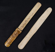 Two Japanese ivory page turners, Meiji Period, 19th century, 24cm and 26cm high