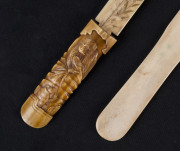 Two Japanese ivory page turners, Meiji Period, 19th century, 24cm and 26cm high - 2
