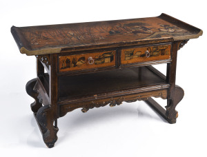 A Chinese scholar's table with painted finish, 20th century, 41cm high,71cm wide, 30cm deep