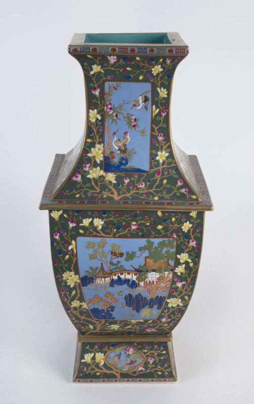 A Chinese decorative porcelain vase, 20th century, seal mark to base, 45cm high,