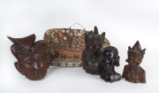 Assorted tribal carvings, African, Asian and Papua New Guinea, 20th century, the tallest 28cm high