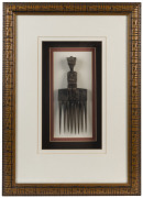 Two South African tribal artefact framed displays, the larger 48 x 57cm overall