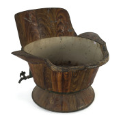 A hip bath with original wood grained painted finish on zinc, circa 1860, 58cm high