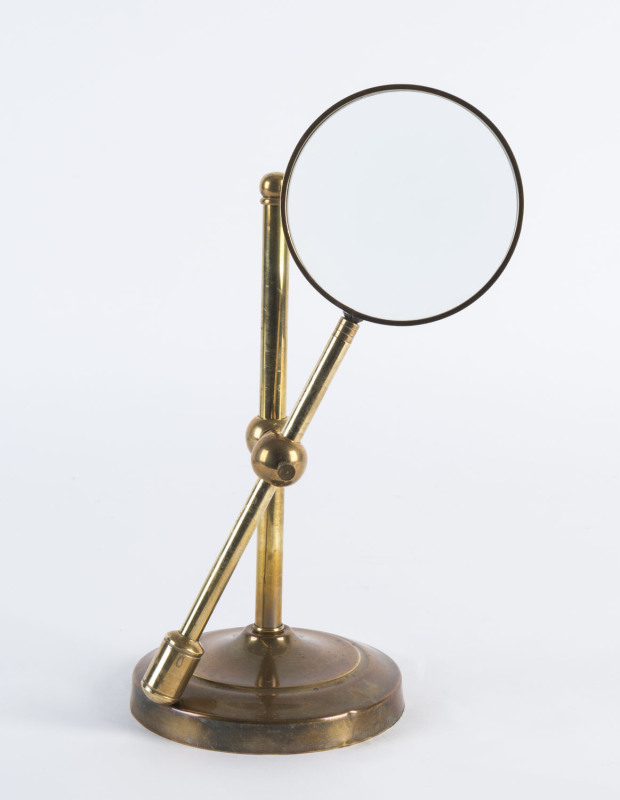 Vintage brass desk top magnifier, 20th century, 39cm high