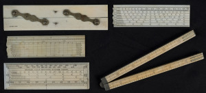 Five assorted ivory rulers including parallel ruler and folding ruler, parallel ruler 15.5cm long