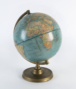 A 9" Terrestrial Globe on metal base, mid 20th century