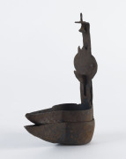 Hand forged whale oil Betty lamp, 19th century, 20cm high