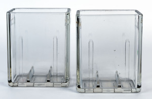 A pair of glass battery cases, early 20th century, 27cm high