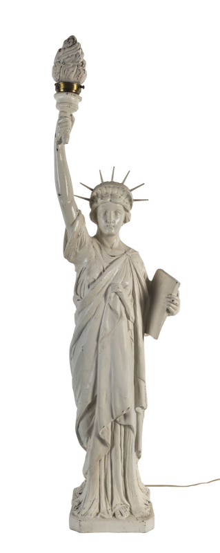 A Statue of Liberty lamp, painted white fibreglass, circa 1930s 120cm high