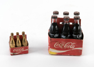 COCA-COLA two novelty miniature promotional six packs, 20th century, 4.5cm and 8cm high