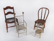 Four assorted American dolls chairs, 19th and 20th century, the tallest 45cm high