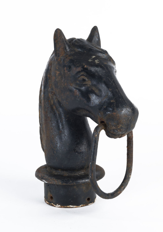 Horse head hitching post top, cast iron, 19th century, 26cm high