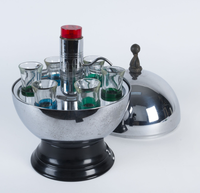 An American chrome finished spherical cocktail set, circa 1950s, 31cm high