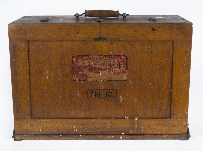 No.10 Paper Duplicator in timber case, early 20th century, 49cm across