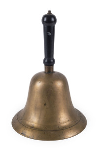 School bell, cast brass with wooden handle, late 19th century, 31cm high