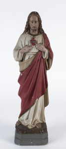 A French painted plaster statue of Jesus, 19th century, 48cm high