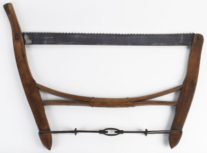 An old wooden bow saw, 19th century, 84cm across