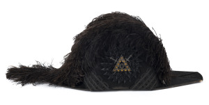 An American bicorn hat with feather plume, by Lilley Co. Columbus Ohio, 19th century, 41cm across