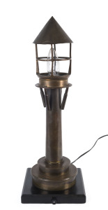 An impressive WW1 period trench art table lamp, 59cm high