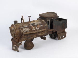 A vintage toy metal train, early to mid 20th century, 68cm long