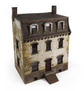 An impressive three storey dolls house in the Georgian style, early 20th century, 122cm high, 80cm wide, 56cm deep