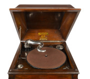 SONORA PHONOGRAPH rare bombe shaped upright gramophone with accompanying records, early 20th century, ​111cm high, 49cm wide, 49cm deep - 2