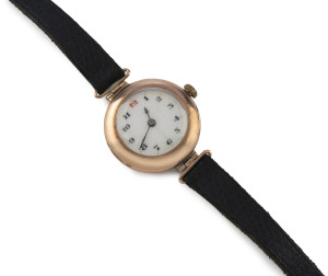 ROLEX ladies vintage watch in 9ct gold case with enamel dial, circa 1920, ​3cm wide including crown