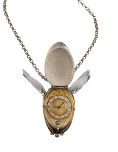 A sterling silver pendant watch on chain in the form of a tulip, limited edition replica of a 17th century masterpiece, circa 1982, pendant 6cm high