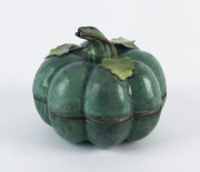 A Chinese silver and enamel pumpkin box, 19th century, 11cm across