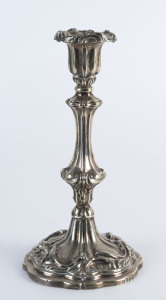 An antique English sterling silver candlestick, Sheffield, circa 1783, 24.5cm high