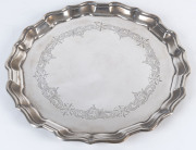 An English sterling silver salver, 20th century, 31cm across, 760 grams