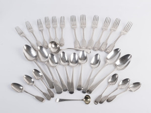 Assorted English Georgian and Victorian sterling silver flatware, 1400 grams total