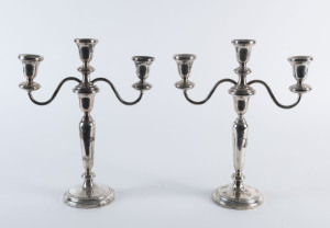 Pair of American sterling silver three branch candelabra, early to mid 20th century, 31cm high