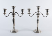 Pair of American sterling silver three branch candelabra, early to mid 20th century, 31cm high