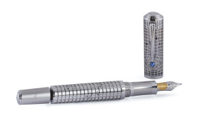 MONTBLANC: ALBERT EINSTEIN 18K WHITE GOLD LIMITED EDITION 99 SKELETON FOUNTAIN PEN IN THE ORIGINAL NUMBERED, LACQUERED CASE OF ISSUE: Pen Number 2 of 99 (although it appears that only 45 examples were put on the market), 2012.