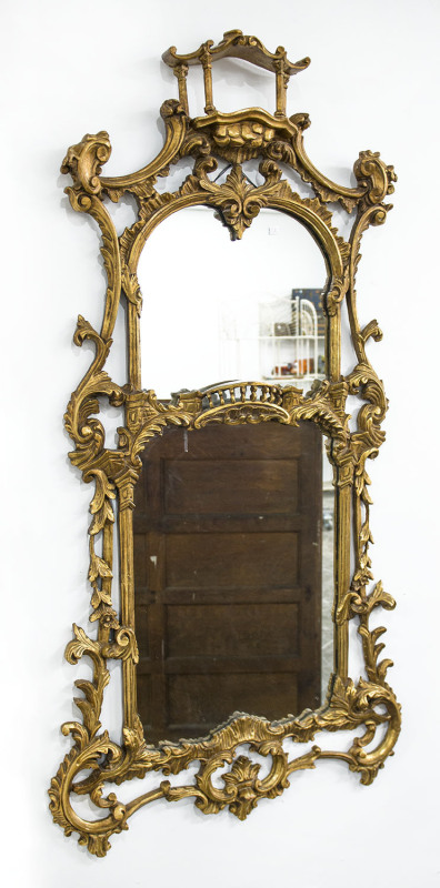 A Chippendale style mirror, carved and gilded timber frame, 19th century, 158 x 82cm