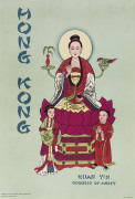 [TRAVEL POSTER] HONG KONG Kuan Yin, Goddess Of Mercy, c1960s colour process lithograph, 77 x 51cm. Linen-backed. “Produced for Hong Kong Tourist Association. Designed by Cathay Ltd. Litho in Hong Kong.”