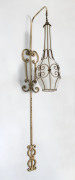 A Murano glass pendant light on wrought iron wall mount fitting, circa 1920s 137cm overall